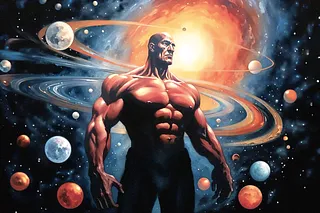 Transcendant man in cosmos